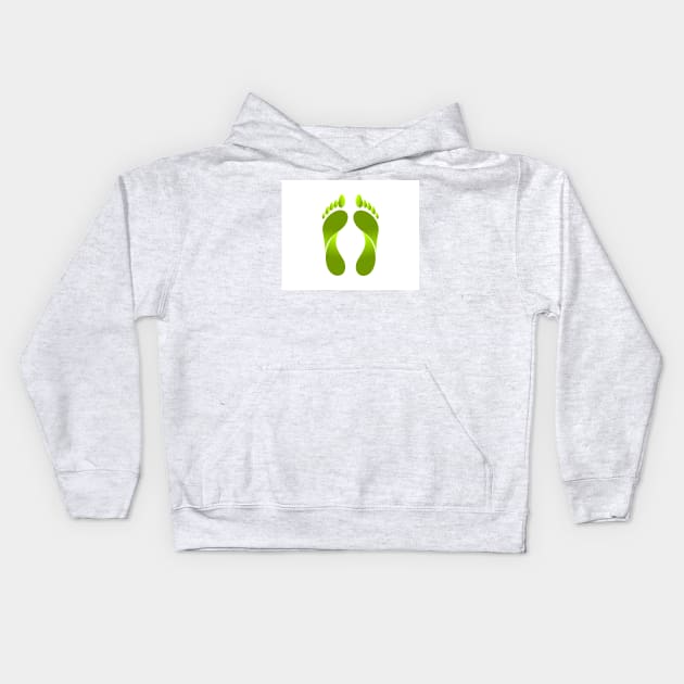 Foot print with leaves Kids Hoodie by ikshvaku